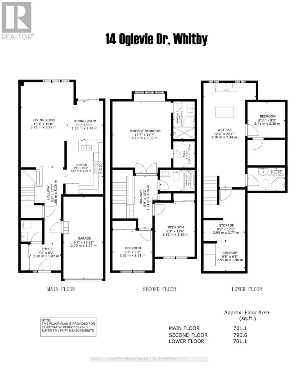 Row / Townhouse for rent: 14 Oglevie Drive, Whitby, Ontario L1R 2Y4