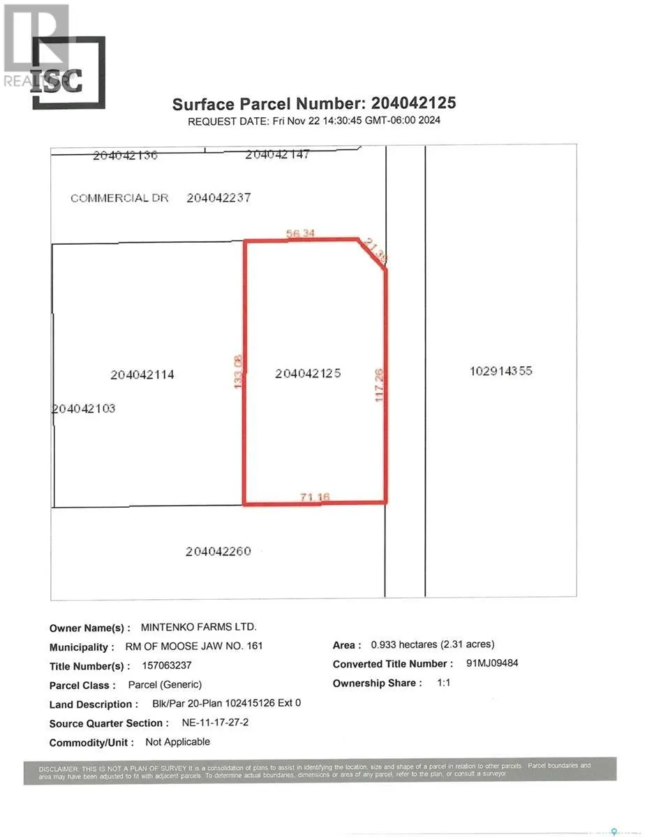 2425 Commercial Drive, Moose Jaw Rm No. 161, Saskatchewan S6H 4P5