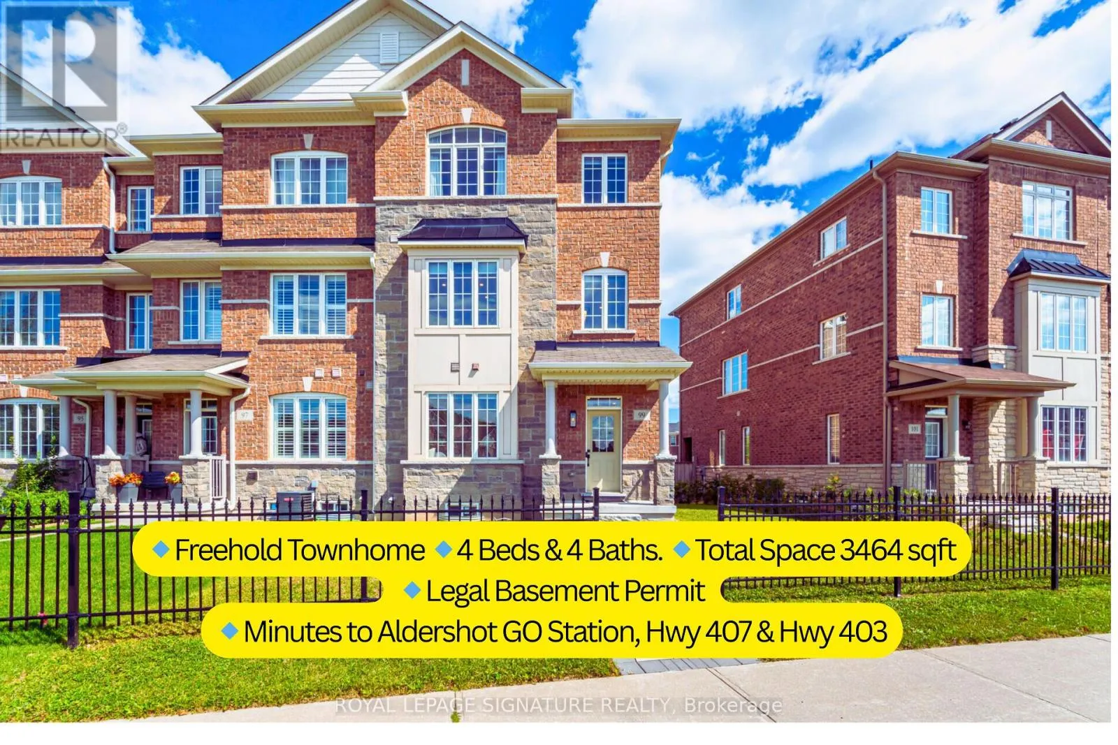 Row / Townhouse for rent: 99 Burke Street, Hamilton, Ontario L8B 0T8