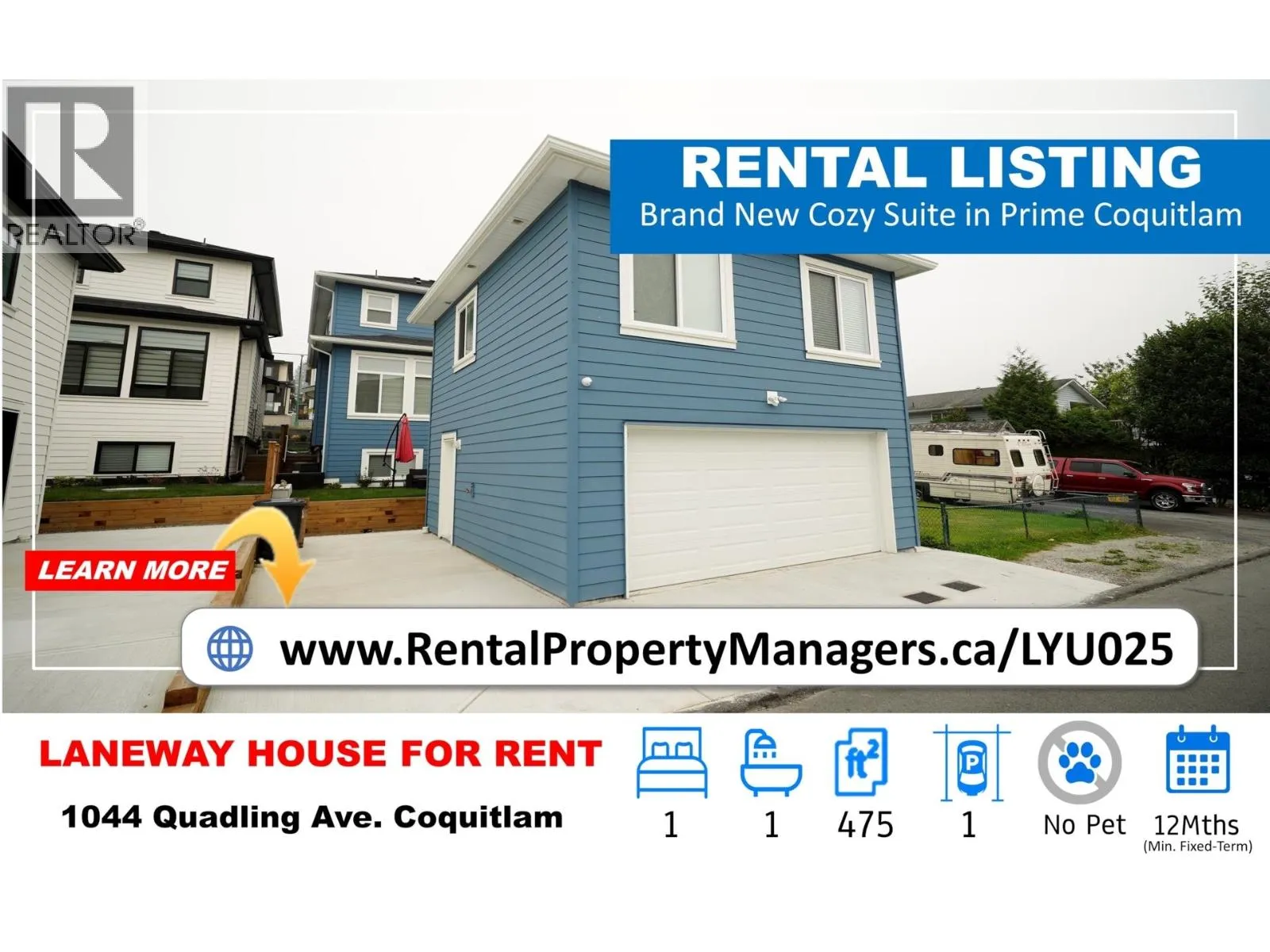 House for rent: Laneway 1044 Quadling Avenue, Coquitlam, British Columbia V3K 2B2