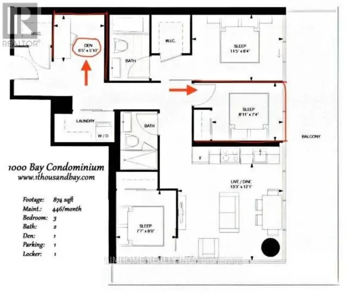 1208 2ND BDRM & DEN - 57 ST JOSEPH STREET, Toronto